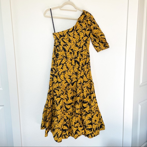 Anthropologie Farm Rio Banana One-Shoulder Midi Dress - Picture 6 of 10
